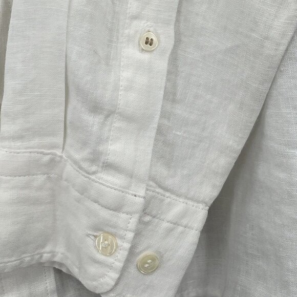 BR Banana Republic Men's Collared‎ Linen Shirt White Large Summer - Picture 4 of 8